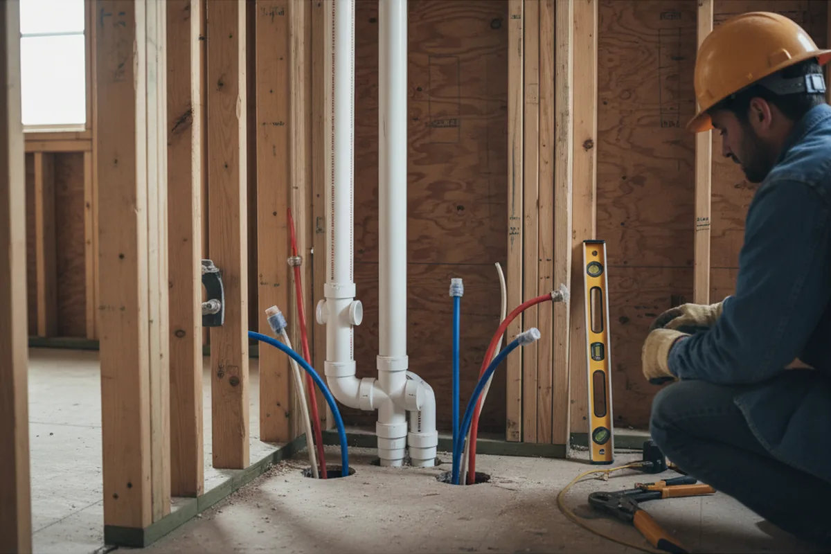Drain and supply rough-in during Toilet Repair and Installation in West Leyden